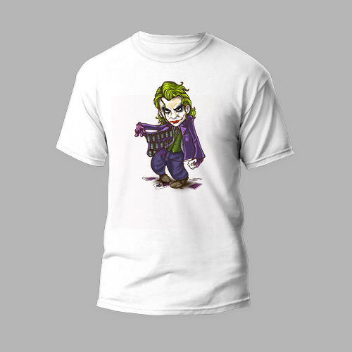 white round neck t-shirt joker design