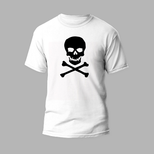 danger skull white round neck t-shirt good quality